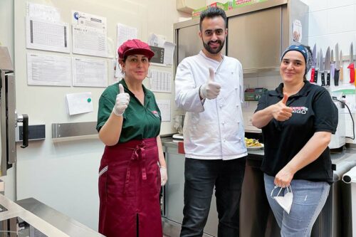 The employees of the Spar supermarket operated by Caritas in Vienna