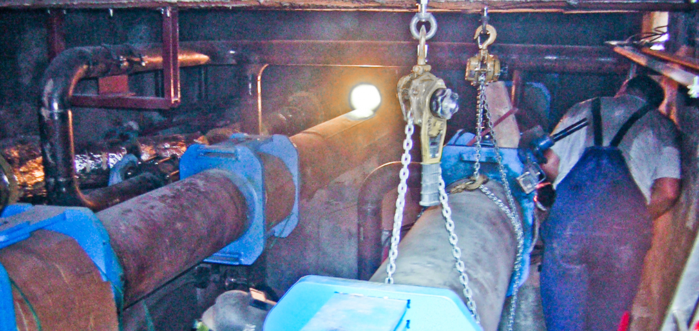 Welding in the remote heating shaft